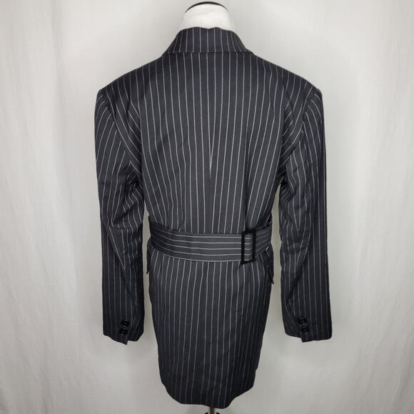 Calvin Klein Women's Pinstripe Belted Jacket Black White NWT Size 4 - Picture 8 of 10